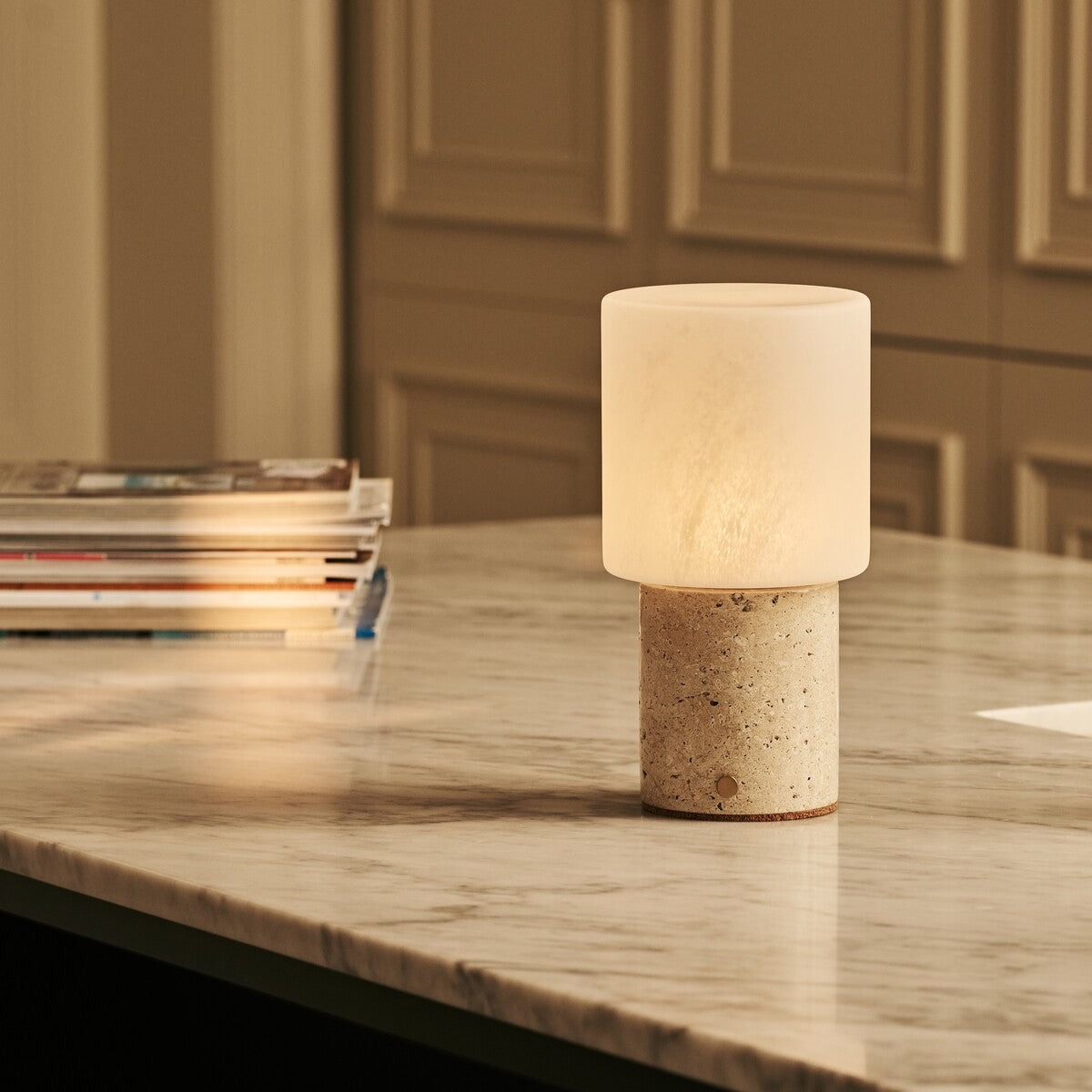 Travertine Rechargeable Table Lamp
