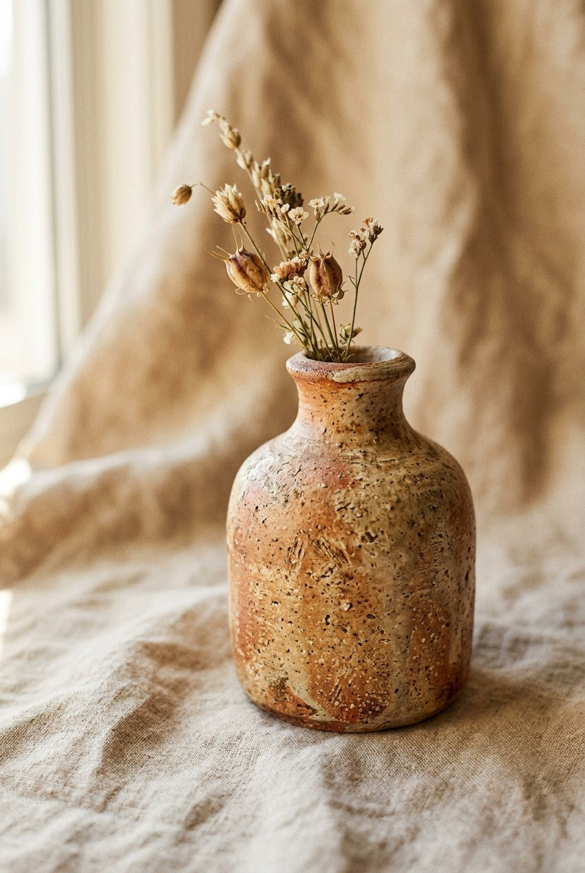 Aged Ceramic Bud Vase detail