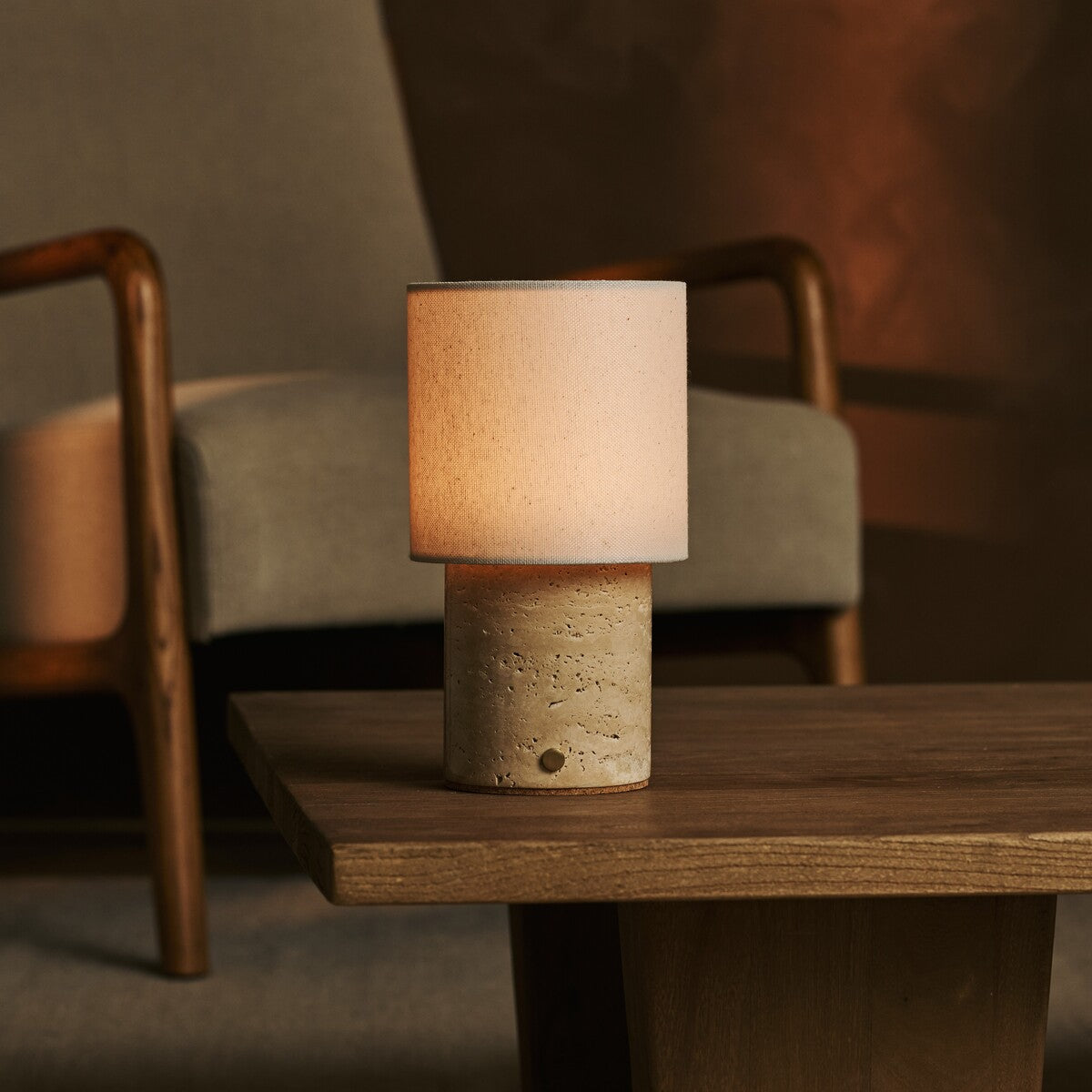 Travertine Rechargeable Table Lamp