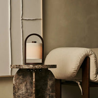 Dark brown wooden rechargeable lamp