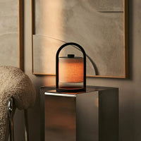 Dark brown wooden rechargeable lamp