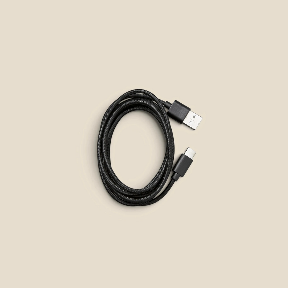 Braided USB-C charging cable supplied with the Halo cordless table lamp, HALO-WHITE-01, HALO-GREEN-01, HALO-BLACK-01, HALO-BURG-01